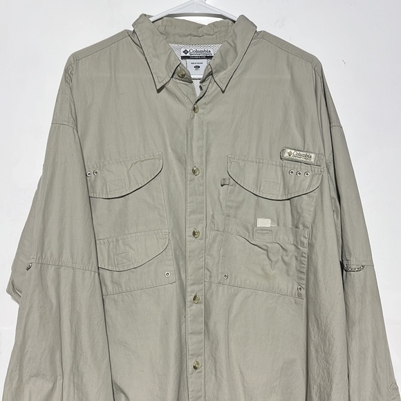 Columbia PPG Tan Beige Long Sleeve Button Down Fishing Shirt Size XXL - Picture 2 of 12